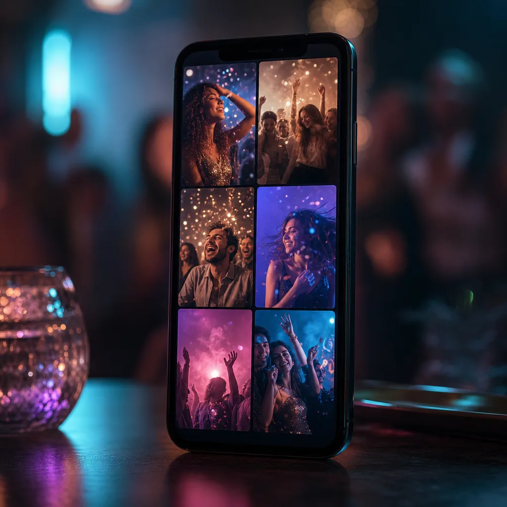 Phone showing videos from several events